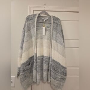BCBGeneration Gray and White Women's Cardigan Sweater, Super Soft, NWT!